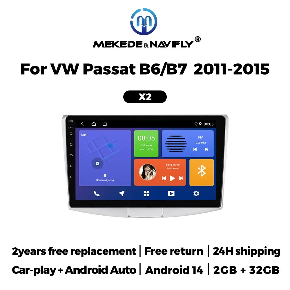 

10" Android 14 Car Radio Multimedia Video Player for Volkswagen VW Passat B7 B6 2010-2015 Magotan CC Carplay GPS WIFI Autoradio