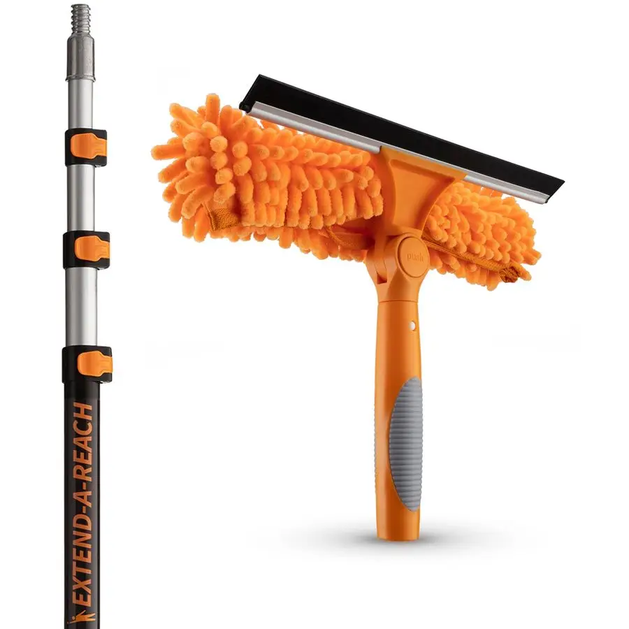 

ft Window Washing Kit with Extension Pole 20 Foot Reach Window Cleaning Tool amp Window Washer Squeegee with Telescopic Extensio