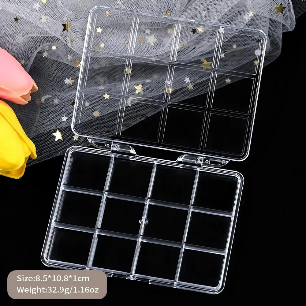 12/15/24Grids Nail Art Storage Box Divider Nail Art Storage Tools Rhinestones Rectangle Case Transparent Container for Jewelry