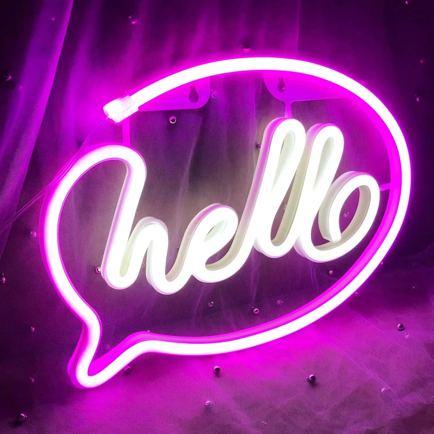 HELLO Pink+White Neon Sign Neon Wall Decoration LED Neon Logo Night Light Christmas Party Wedding Children\'s Room