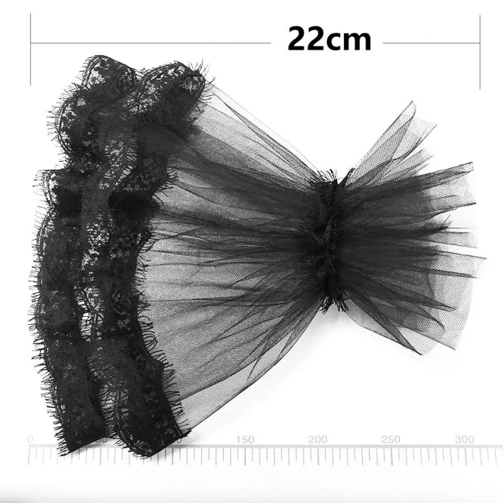 Manguito de renda gótica de fio de malha minimalista cor sólida mangas falsas destacáveis punhos de chifre de malha