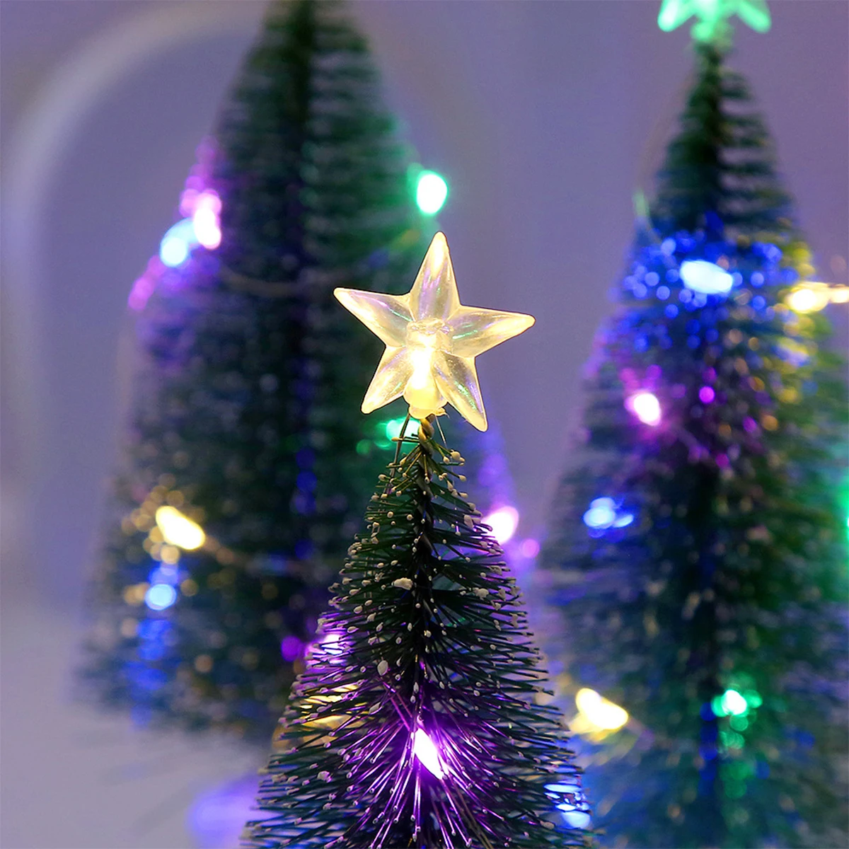 17cm Led Mini Christmas Plastic Home Tabletop Trees Colorful Snow Green Xmas Diy Tree Artificial Desk Decorations Accessories