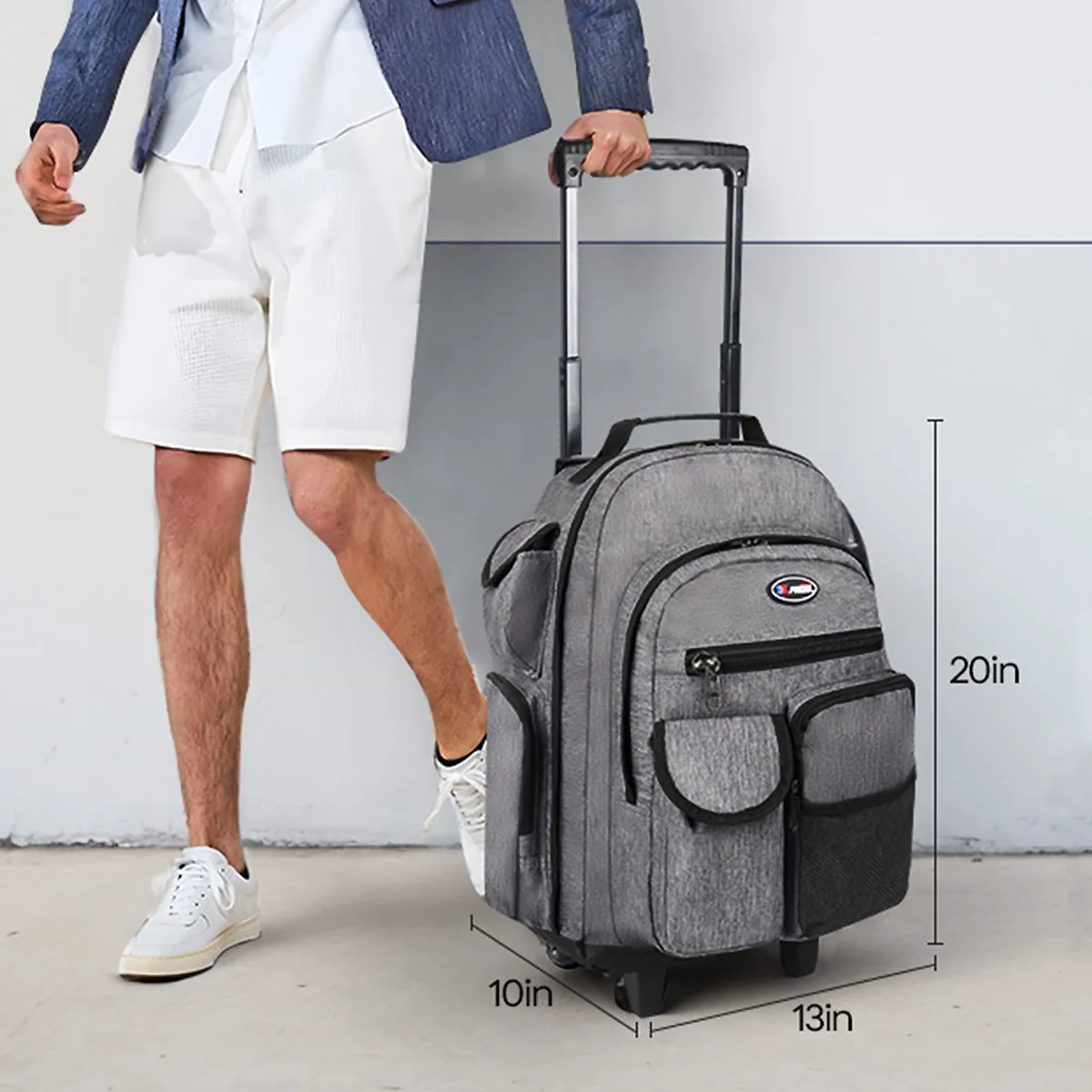 New York XPress 20 inch Travel Backpack With Wheels Hidden Pull Rod Carry On Luggage Weekend Travel Bag For Men Business Trip