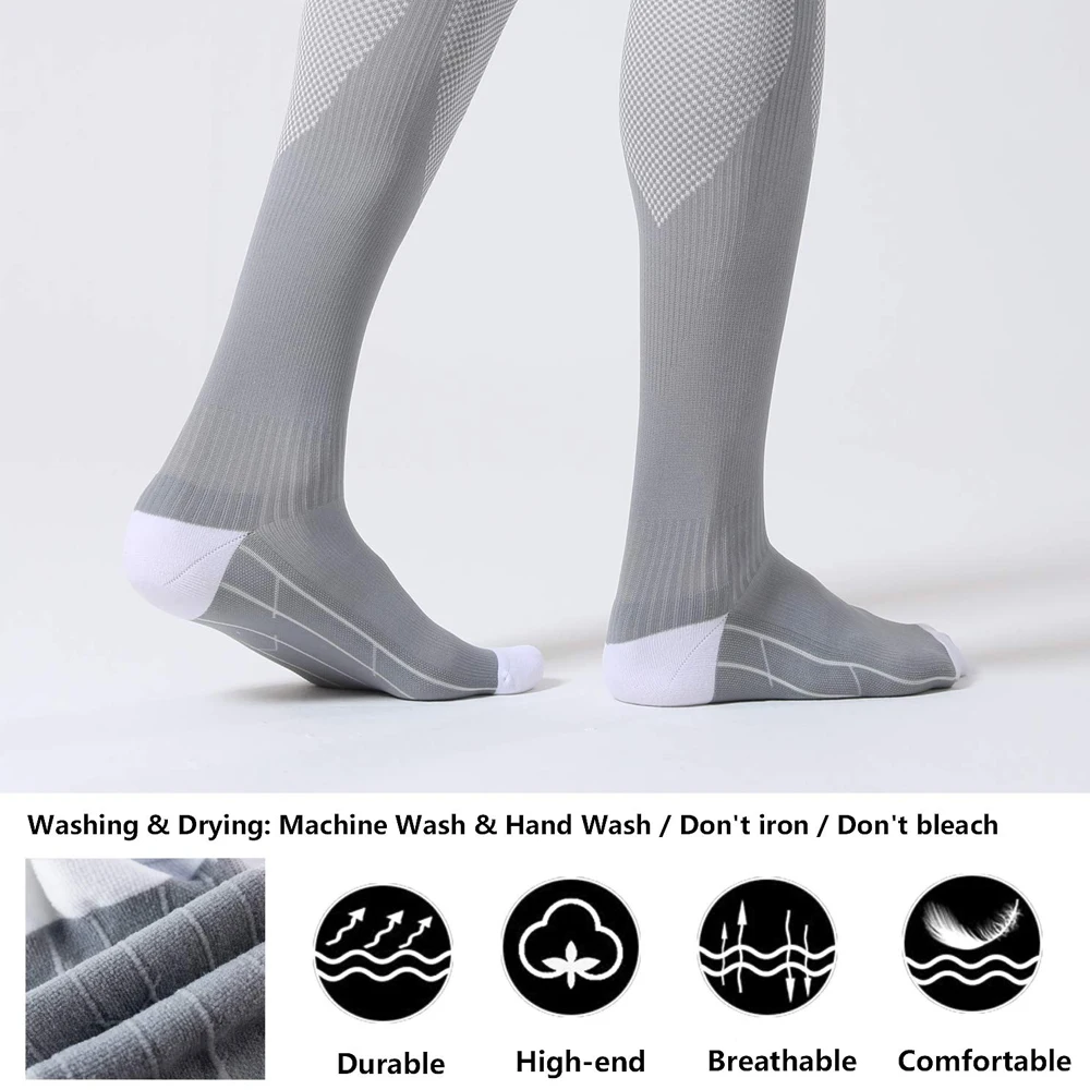 WEFITON 1 Paar Kompressionssocken für Damen und Herren, 20–30 mmHg – Durchblutungssocken – für Laufen, Sport, Flugsocken, Sport – Detail 3