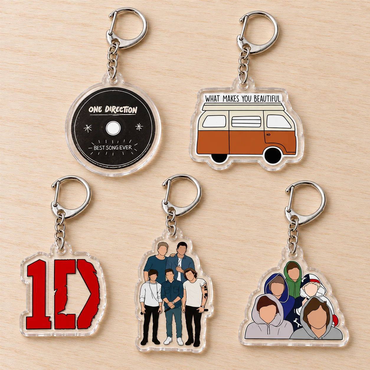 Popular Rock Band One Direction Acrylic Keychain for Accessories Bag Pendant Key Chain Ring Jewelry Creative Fans Friends Gifts