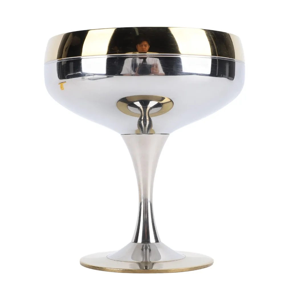 Luxury Rustless Steel Ice Cream Goblet 200ml Drop Resistant Ice Cream Cup Gold Rim Stemmed Base Dessert Goblet For Martini