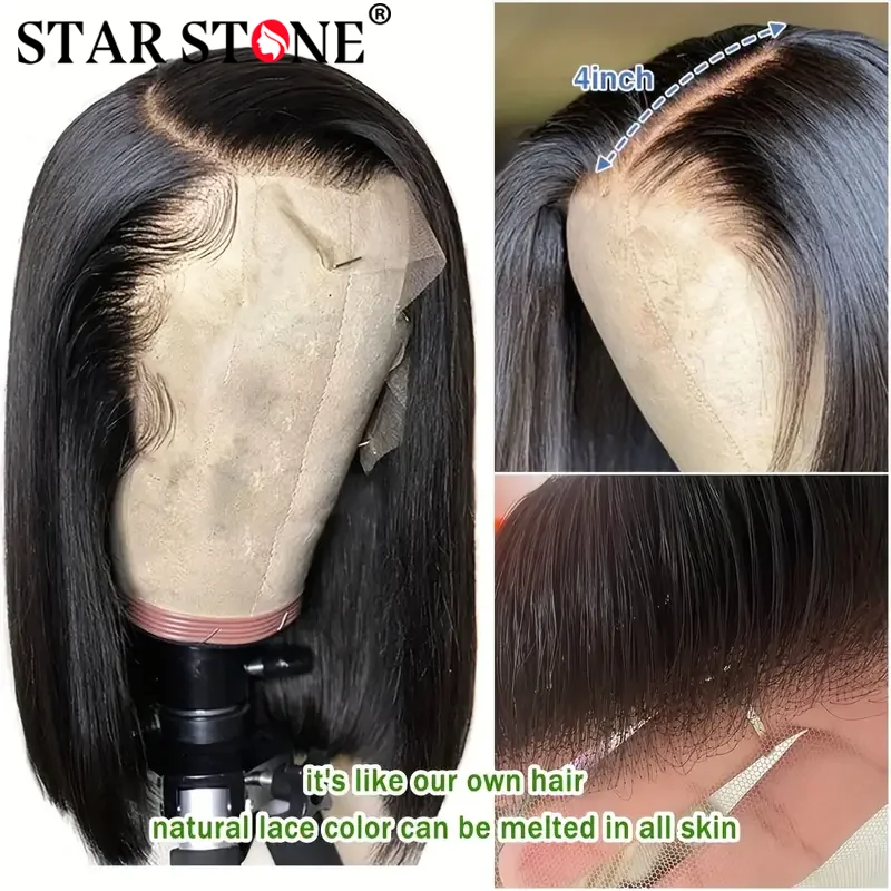 13X4 Bob Wig Bone Straight Bob Wig Lace Front 100% Human Hair Wigs For Women Transparent Lace Frontal Wigs Human Hair 180Density