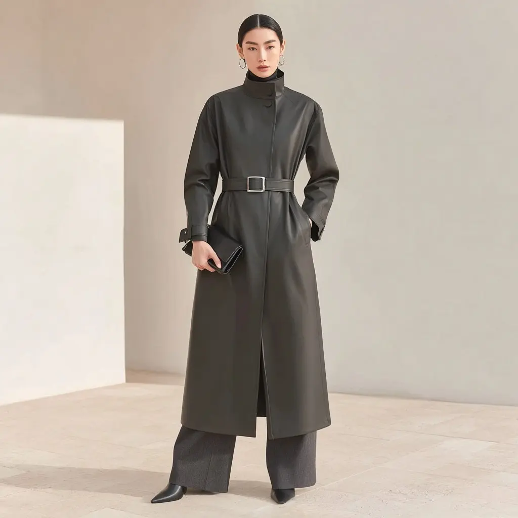 

Leather Coat Casual Autumn Winter Clothes Women's Fashion Outerwear Stylish Elegant Design For Cool Weather