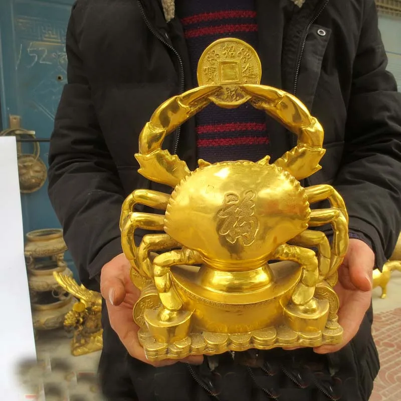 BA FANG LAI CAI Bring in wealth treasure fisherfolk Sea business Money Drawing Mascot GOOD LUCK Fortune golden Crab brass statue