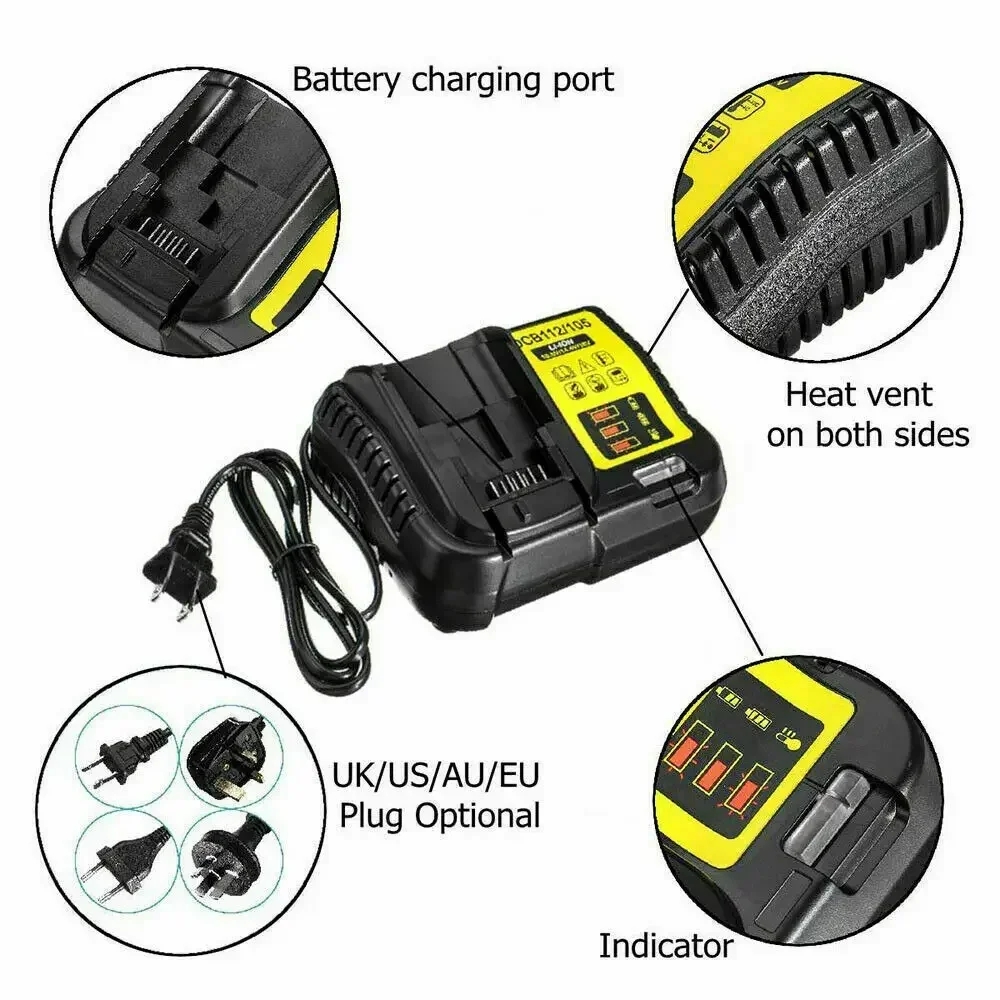 DCB112 DCB118 Lithium Battery Charger For dewalt 10.8V 12V 14.4V 18V 20V DCB206 DCB205 DCB204 DCB203 DCB120,DCB107 DCB115 DCB105