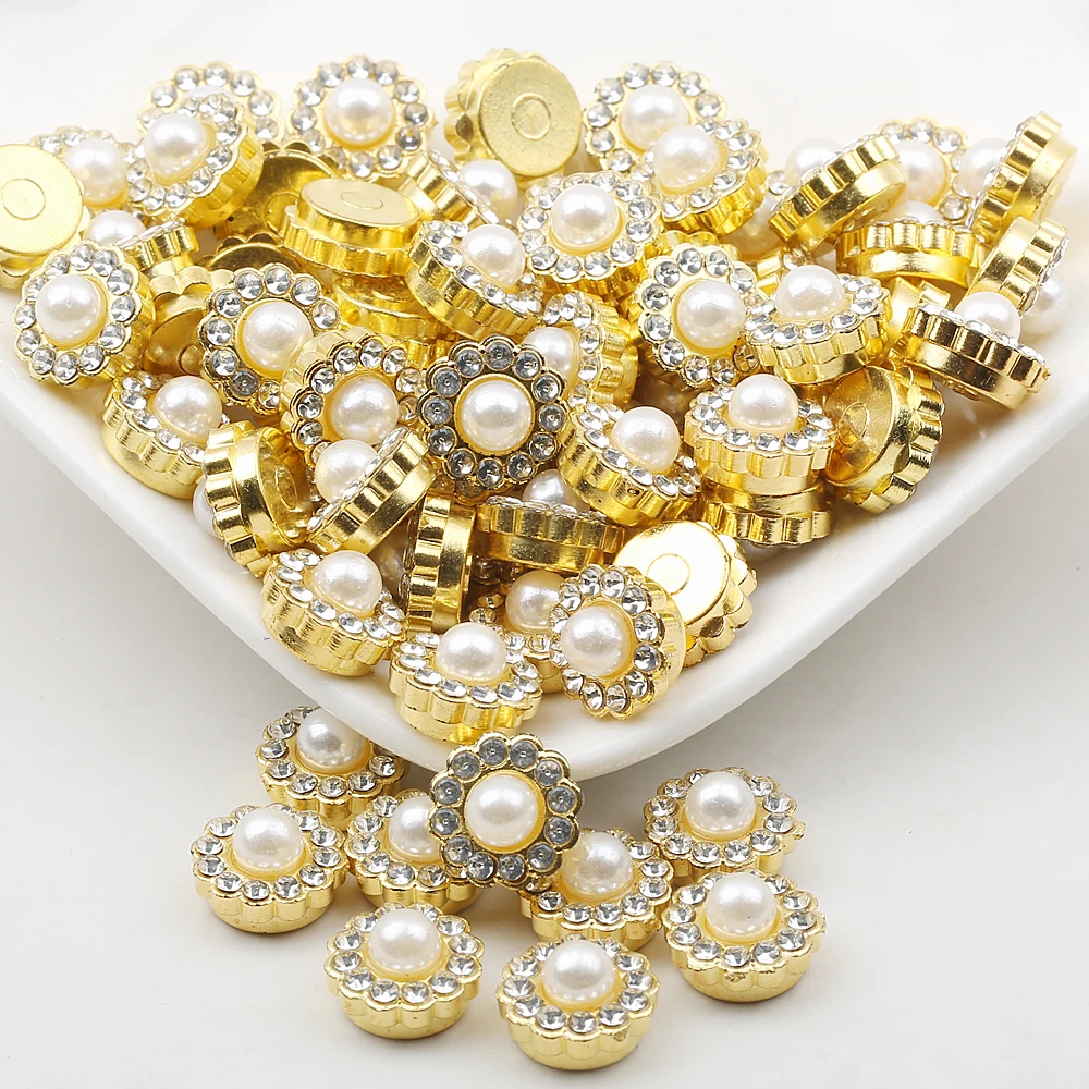 

Multicolor Golden Plastics Base Rhinestones Flower Shape Rhinestone Rivet on DIY Decoration Bags Garment Accessory