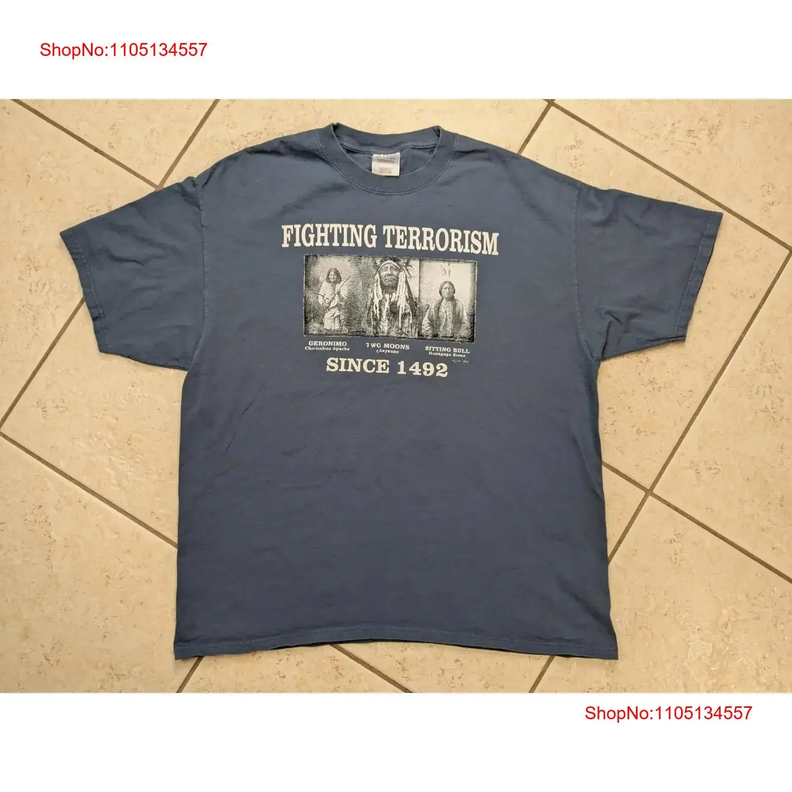 Vtg Homeland Security Fighting Terrorism Since 1492 T shirt Mens XL Natives vintage Washed Slightly Unisex designer clothes