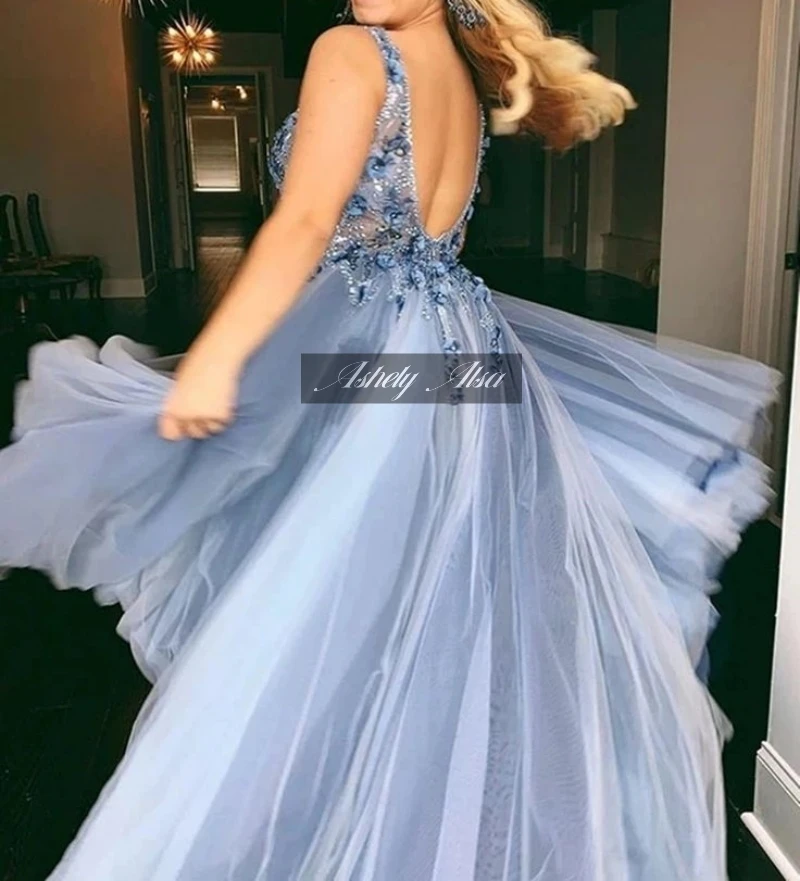 AA-G28 Customized Luxury Arabic Formal Occasion Dresses V Neck Floral A Line Long Women Saudi Party Dress Evening Vestidos Prom