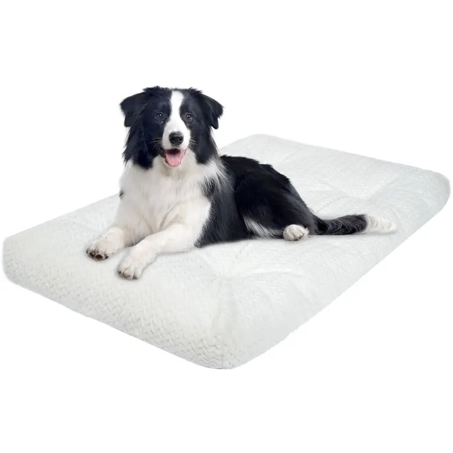 

Deluxe Dog Crate Bed Mat, Soft Crate Pad, Machine Washable Pet Cage Mattress Reversible Cool amp Warm, Kennel Bed for Small to J