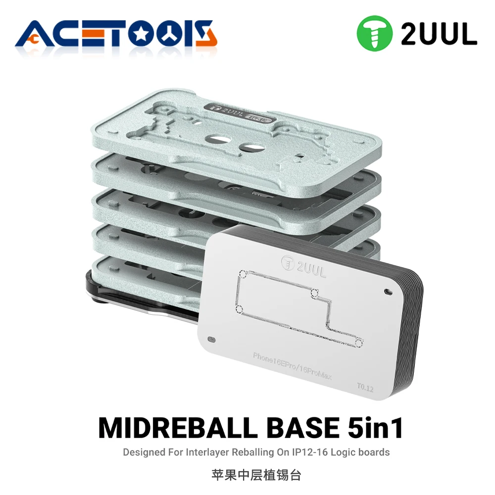 

2UUL BH13 MIDREBALL BASE 5in1 Магнитная платформа для реболлинга для iPhone 12-16 Series, материнская плата, средний слой, ремонт BGA