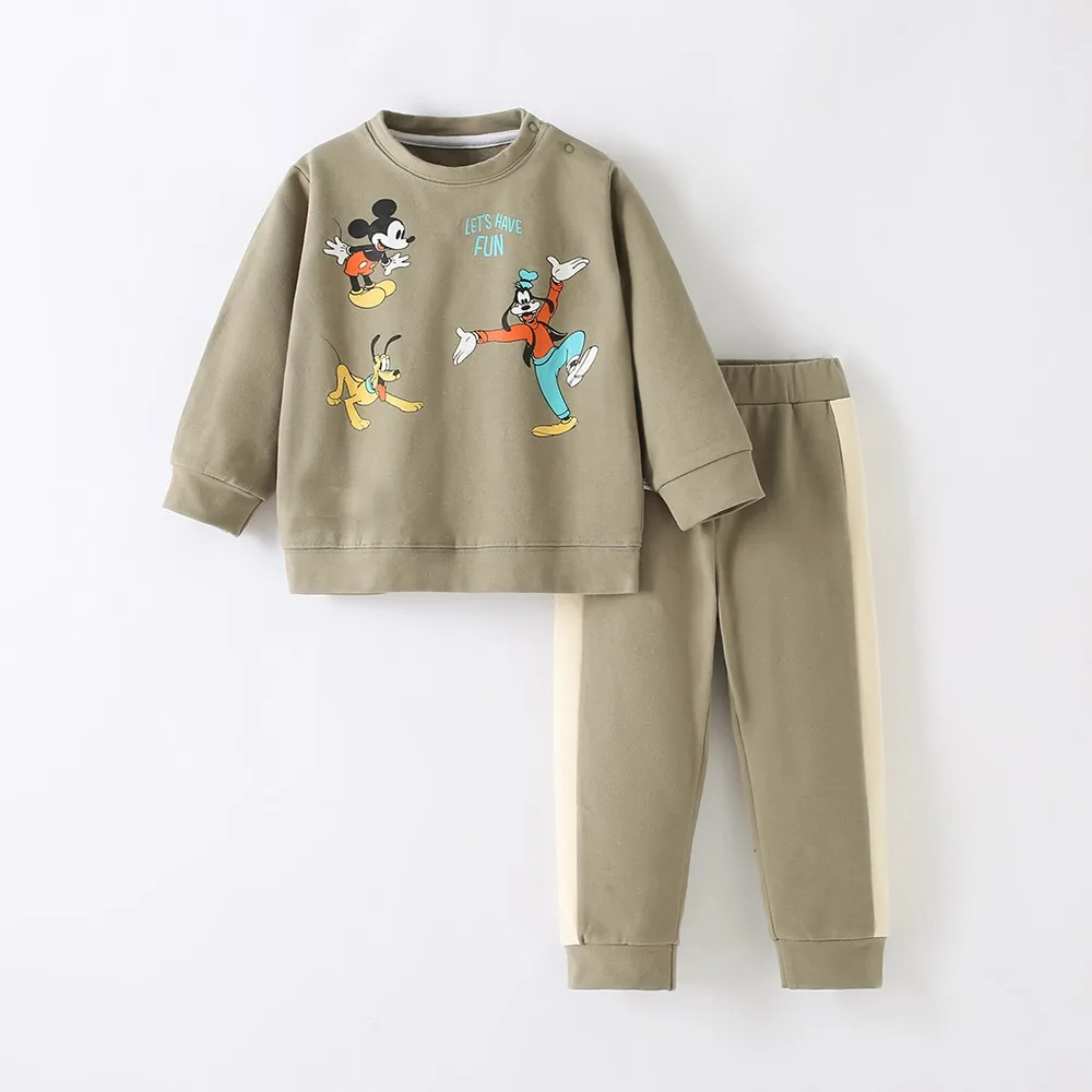 1 2 3year Old Children Mickey Sweatshirt Suit Spring Autumn Kids Clothing Loose Fashion Cartoon Printed Long Sleeve Tops + Pants