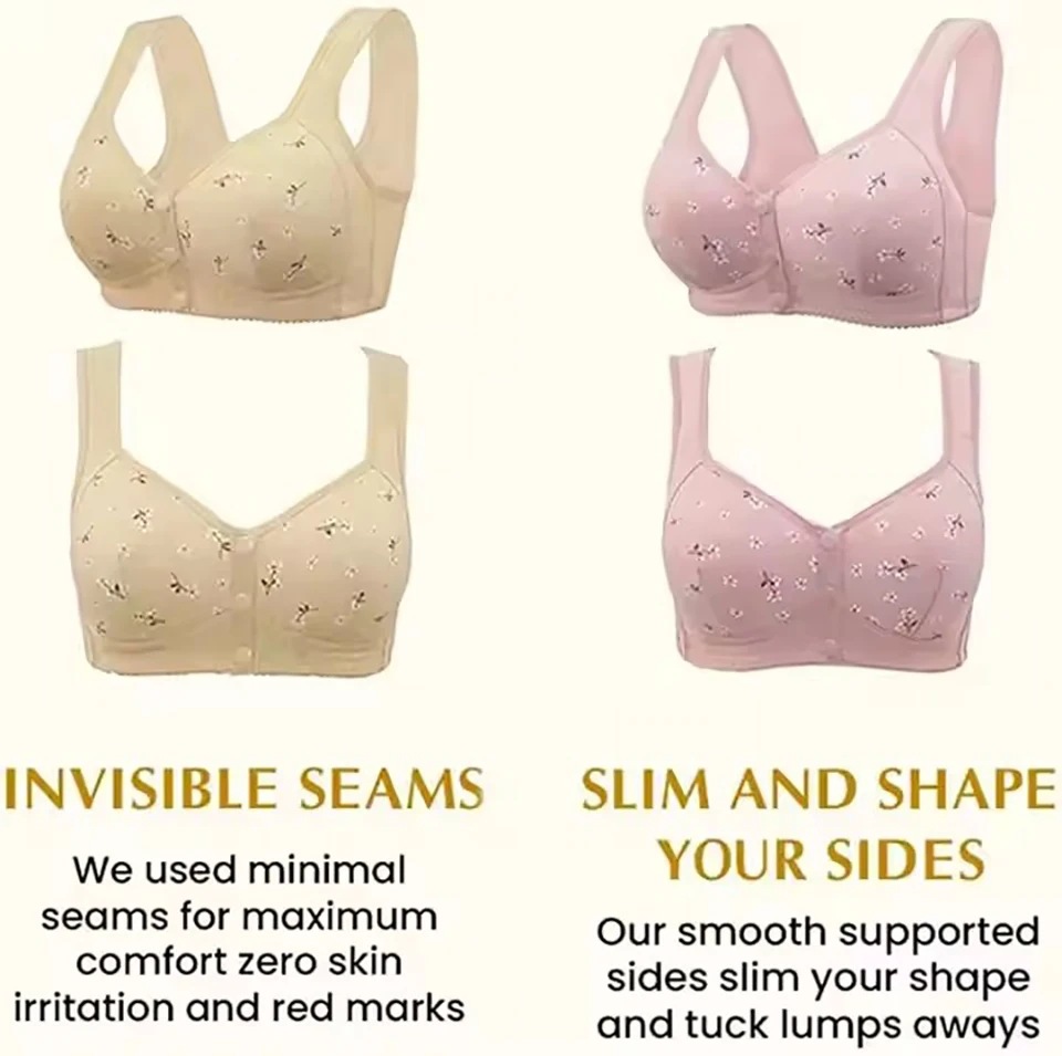 Plus Size Women Lingerie Bra Front Closure Push Up Bras Sexy Soft Underwear Full Cup Bralette Wide Straps Breathable Tank Tops