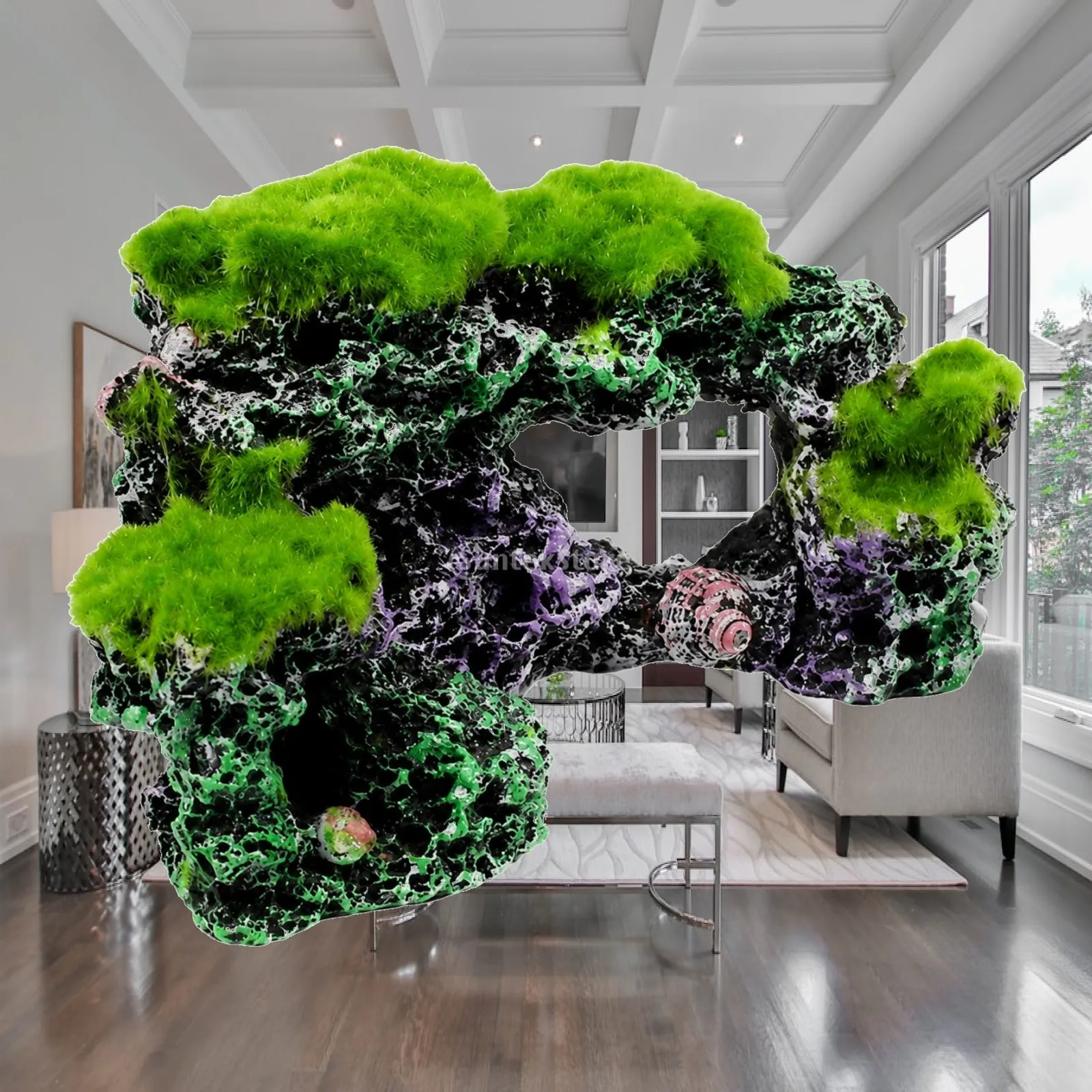 Low Maintenance Resin Coral Ornament for Aquatic Tank Decor with Shell Embedded Features