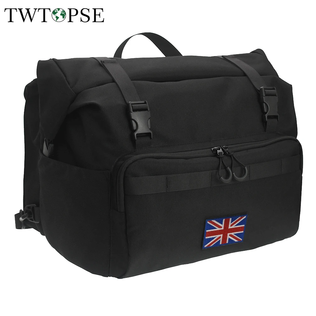 TWTOPSE Bicycle Backpack Union Jack Roll Top T Bag For Brompton Folding Bike Large Laptop Tool Bottle Bags With Raincover Strap