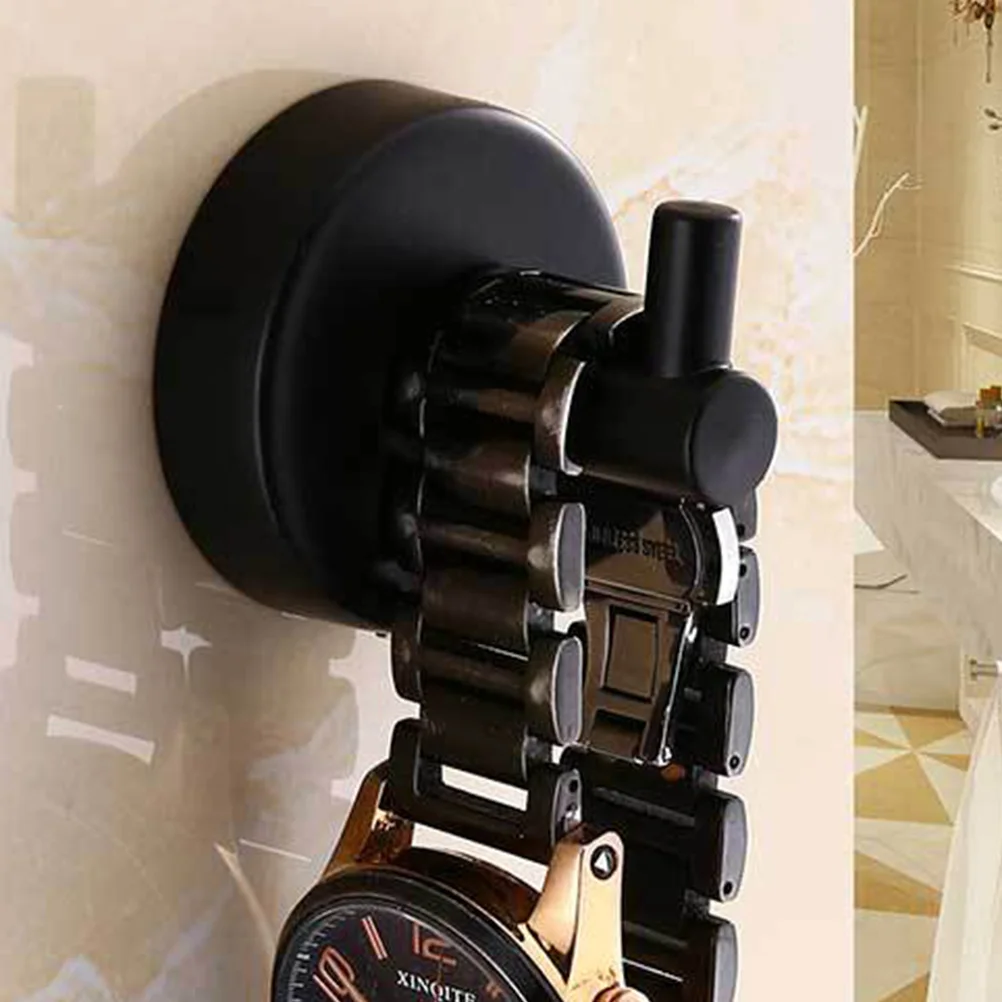 

Bathroom Wall Mounted Clothes Hook Black Stainless Steel Rust Free Lightweight Towel Hanger Non-Adhesive Round Cloakroom