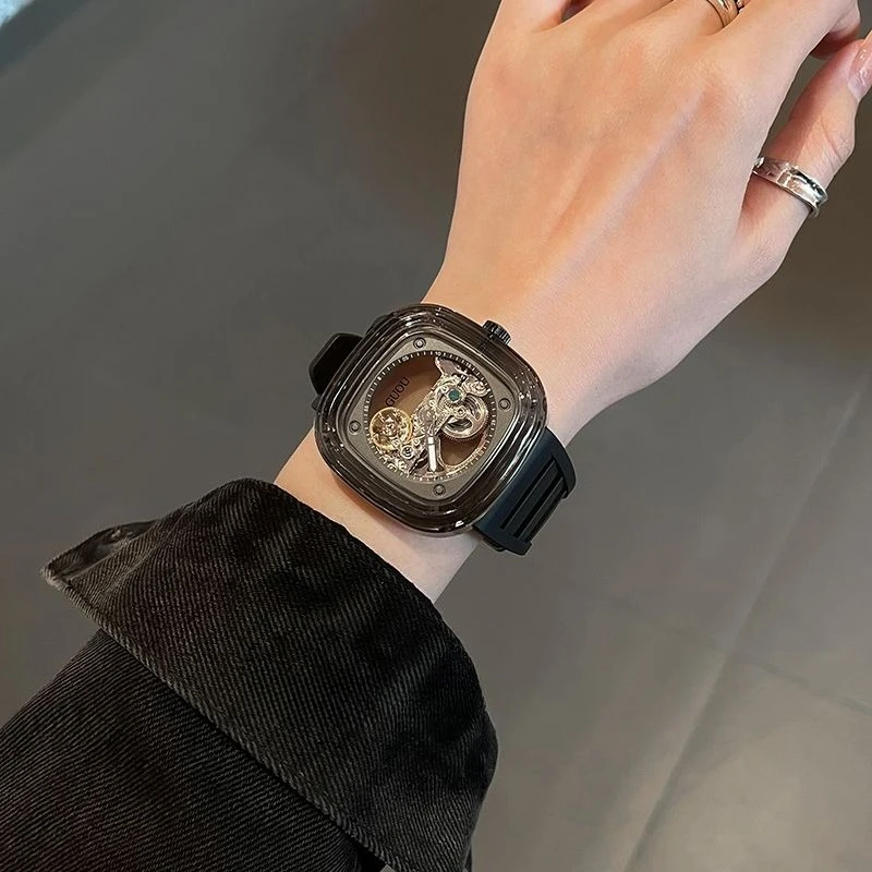 2025 new women's mechanical watch light luxury niche automatic waterproof student leisure simple quartz watch birthday gift