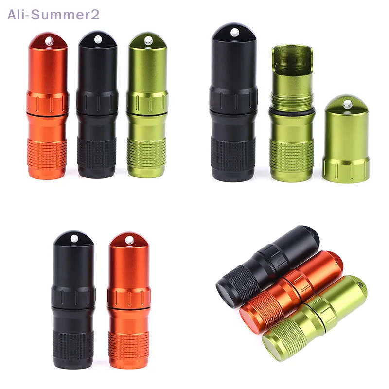 {MX} Outdoor Survival EDC Kit Container Aluminum Alloy Waterproof Airtight Pill Case With Matches Keyring Cotton Swabs Nail File
