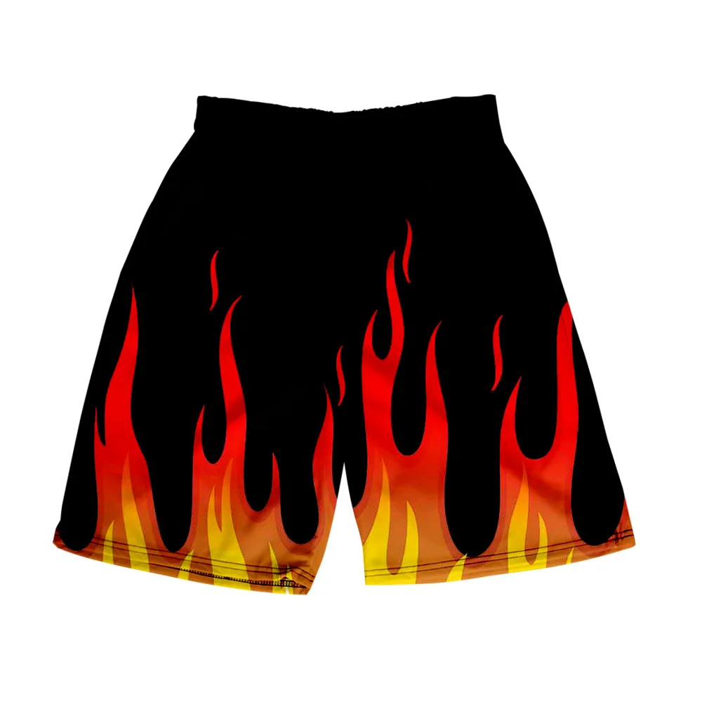 Yellow and Red Flame Board Shorts Trunks Summer New Quick Dry Beach Swiming Shorts Harajuku Short Pants Beach clothes