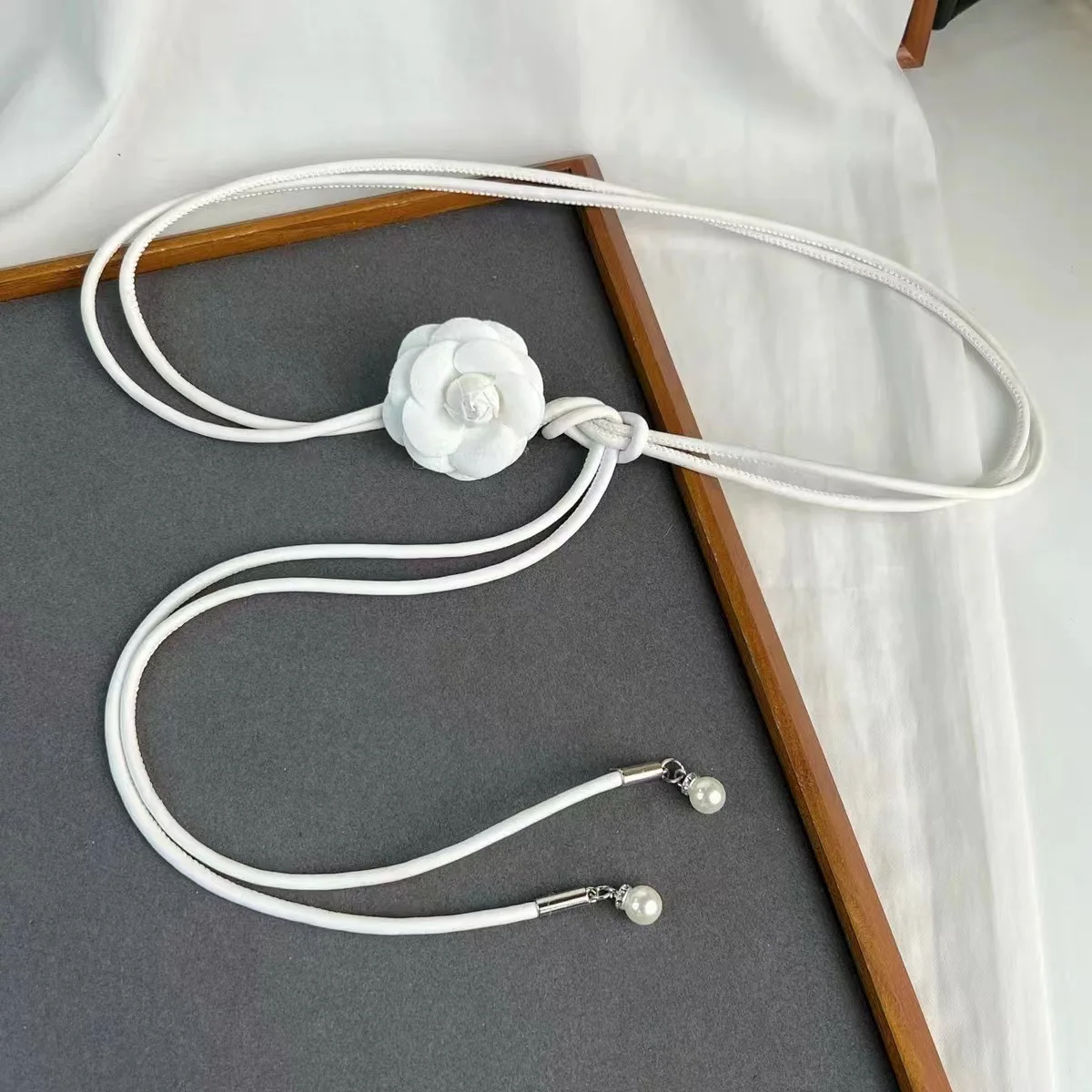 New Flowers Leather Rope Belt for Women Dress Accessories Versatile Soft Knot Fashion Waist Rope Solid Colour Waistband