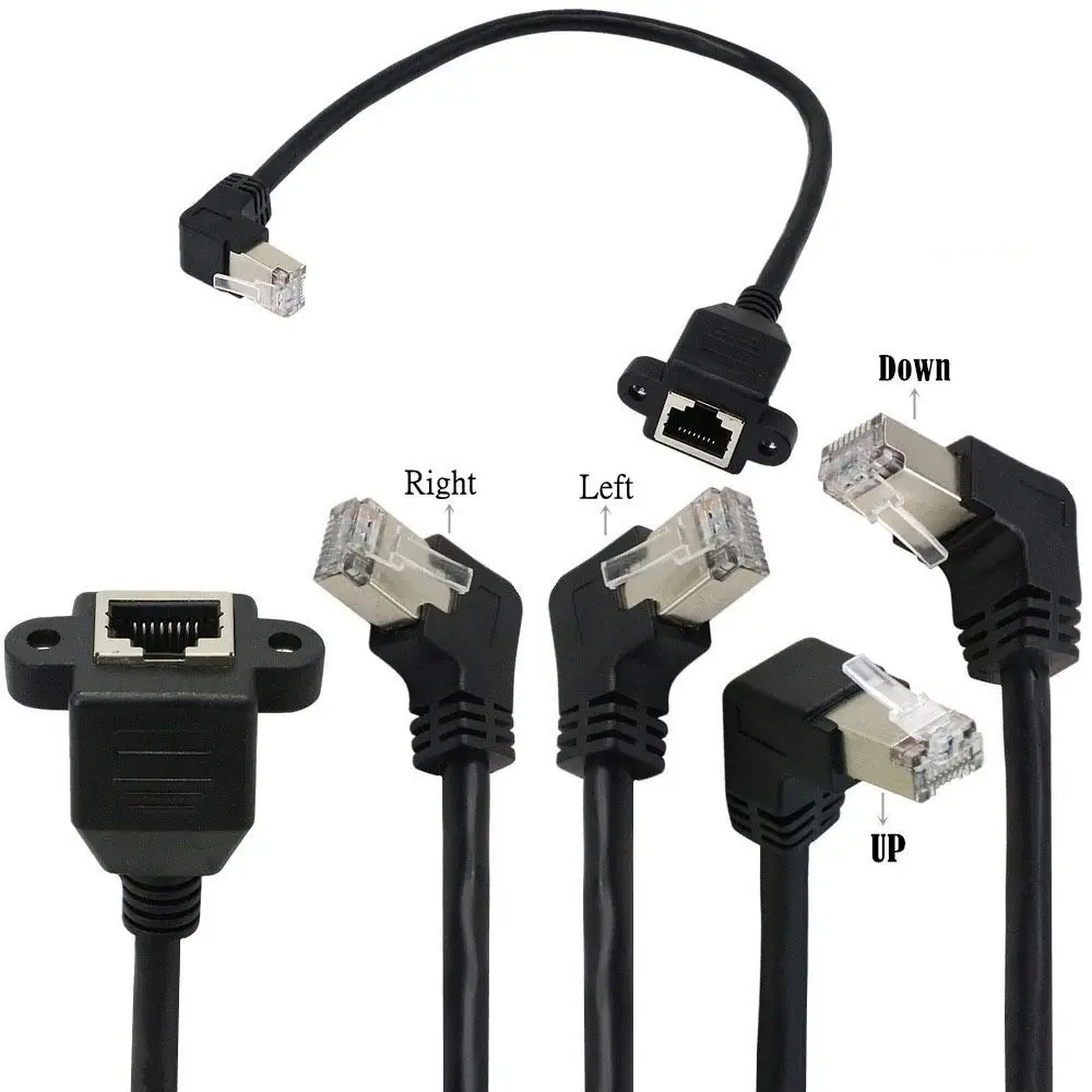 

Right Angle RJ45 90 Degree Male To Female LAN Network RJ45 Cable Ethernet LAN Cord Panel Mount Extension Cable Network Wire
