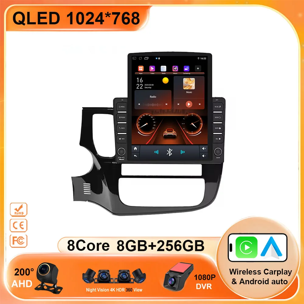 9.7 sem fio carplay android 15 rádio automático para mitsubishi outlander 3 gf0w gg0w 2012 - 2018 4g carro multimídia gps 2din 5g wifi