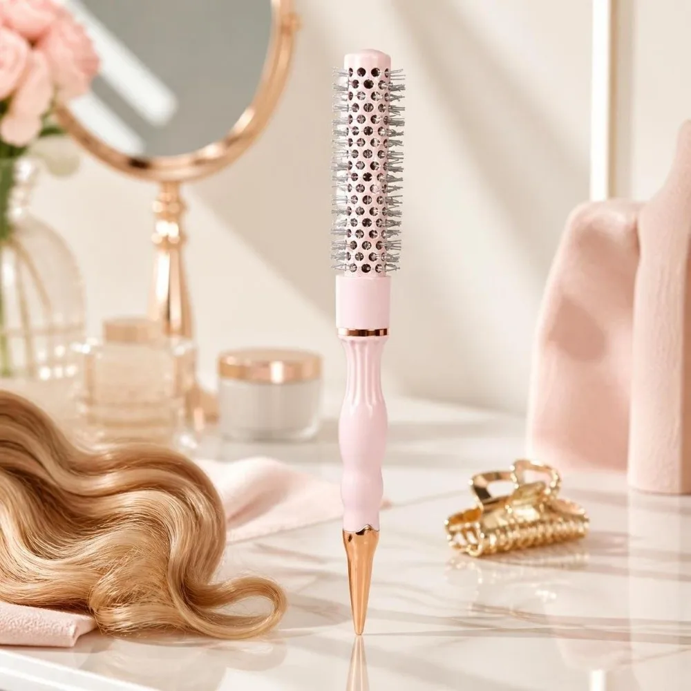 Aluminum Tube Curly Hair Roller Comb Round Professional Blow Dry Brush Breathable Heat-Conducting Curling Roller Comb