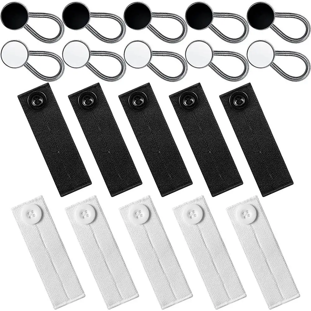 

20 Pcs Jeans Pants Waist Extension Button Extenders Elastic Waistband for Men Women Durable Cloth Iron Material Save Money Easy