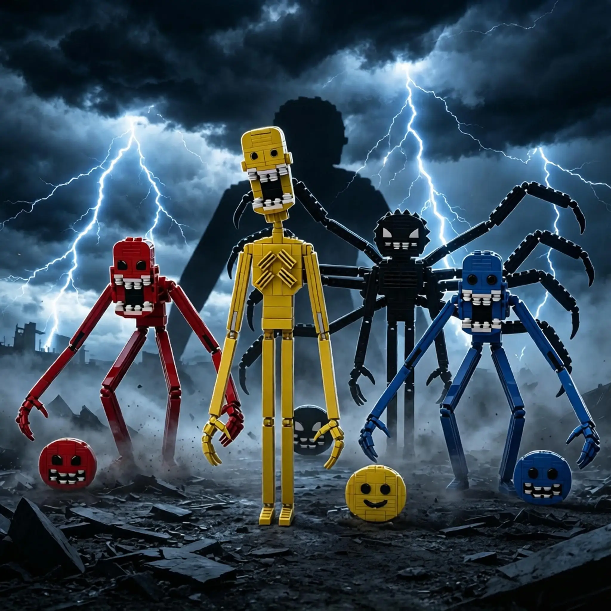 Colorful Verity Building Blocks Toys Black Monster Verity Colorful Ball Doll Verity Mob Horror Falsityed Game Smile Model Gift