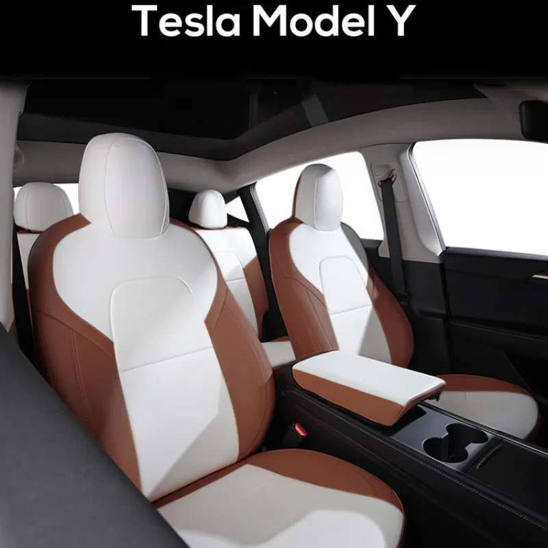 Custom Fit Car Seat Covers Specific For Tesla Model Y 360 Degree Full Covered High Quality Leather Cushion Fit 6 or 7 Seaters