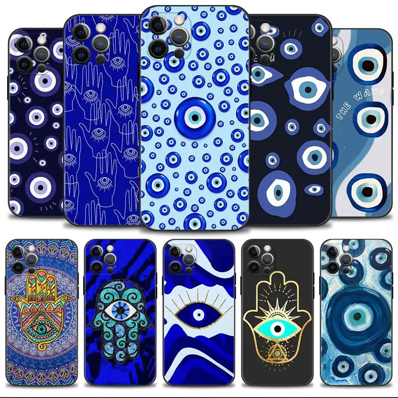 Phone Shell For Apple iPhone 15 14 13 12 11 Pro Max 13 12 Mini XS Max XR X 7 8 Plus Case Cover Blue Eye Nazar Boncugu Evil