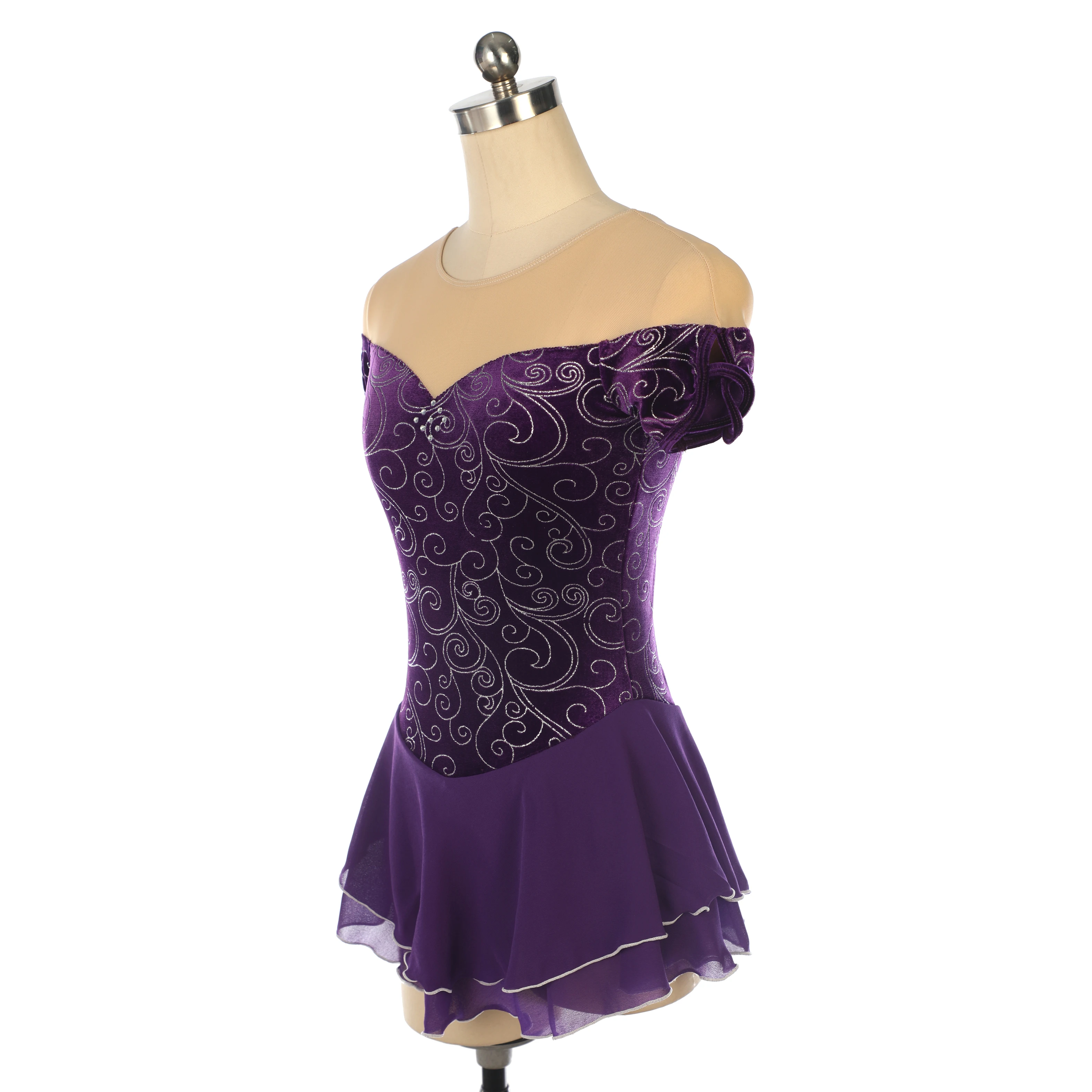 Figure Skating Dress Customized Competition Ice Skating Skirt for Girl Women Kids Performance Decorative Pattern Purple