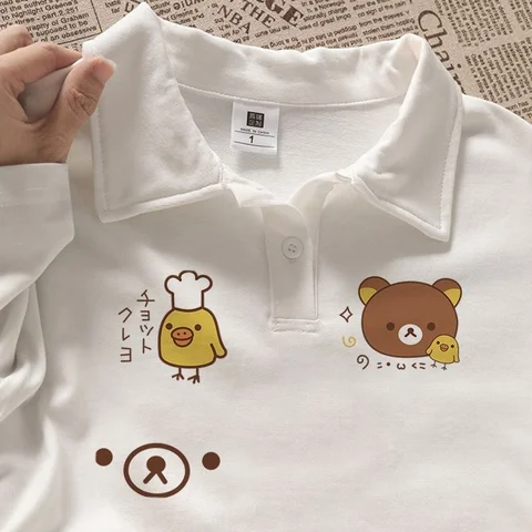 Женская футболка Rilakkuma, хлопок, лето