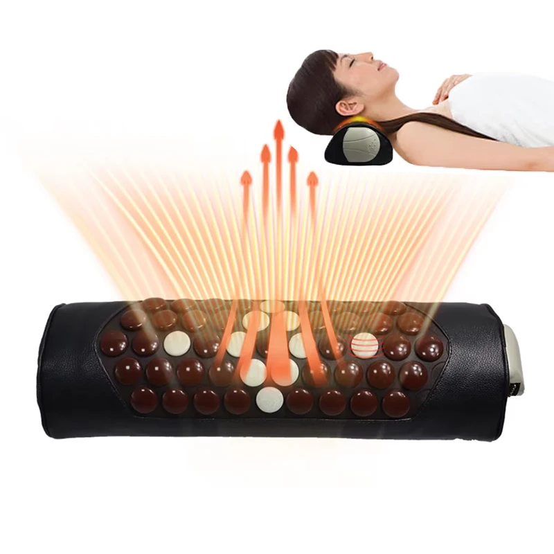 

Массажная подушка из натурального нефрита, турмалиновая подушка для шеи с горячим камнем, снимает бессонницу и боль, регулируемая температура 30-70 ° C