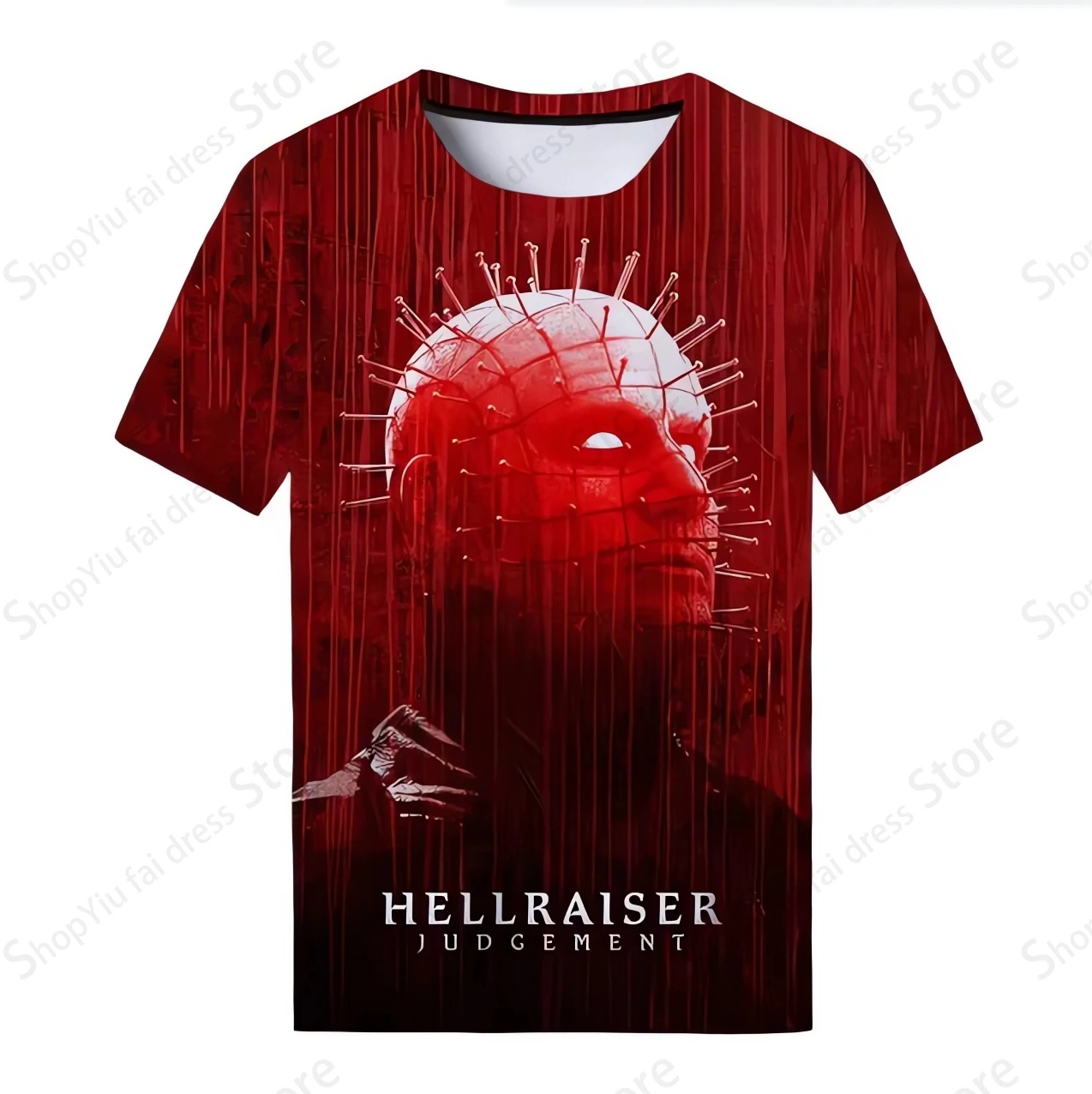 Camiseta de Pinhead para hombre y mujer, camisa de manga corta con estampado de Hellraiser de película de terror en 3d, moda de Hip Hop