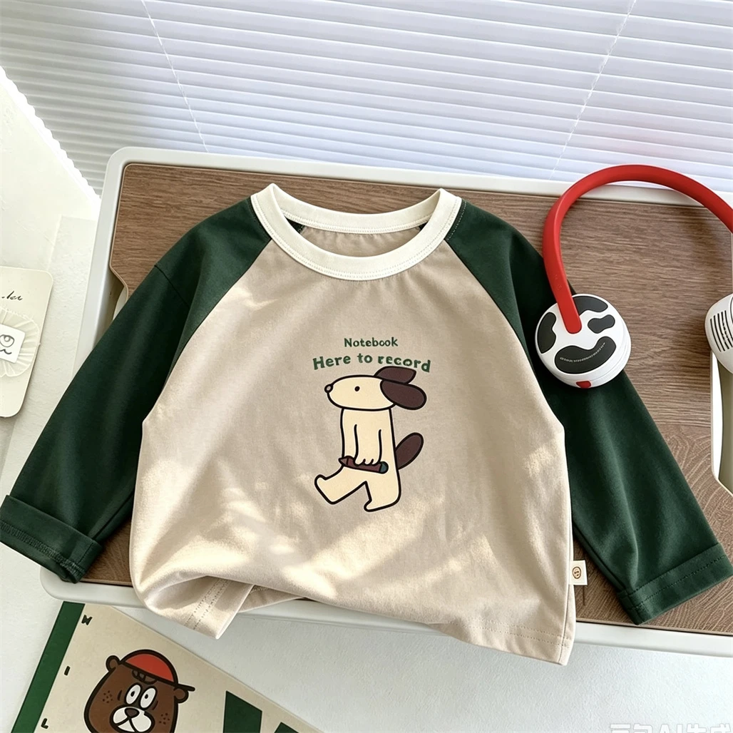 Kindermode Freizeitkleidung Frühling Herbst Kleidung Raglan T-Shirt Jungen Mädchen Rundhals-Unterhemd Dünne Baumwolle Weiches Tragegefühl – Detail 2