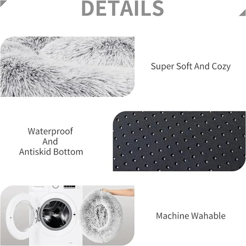 Novo macio almofada de cama para gato de estimação quente donut redondo cama calma pele do falso lavável cama de dormir para cães pequenos e gatos
