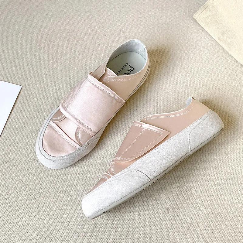 2022 Summer New Satin White Shoes Sneakers Flat Thin Sneakers Canvas Casual Shoes Women\'s Fashion Shoes Women\'s Vulcanized Shoes