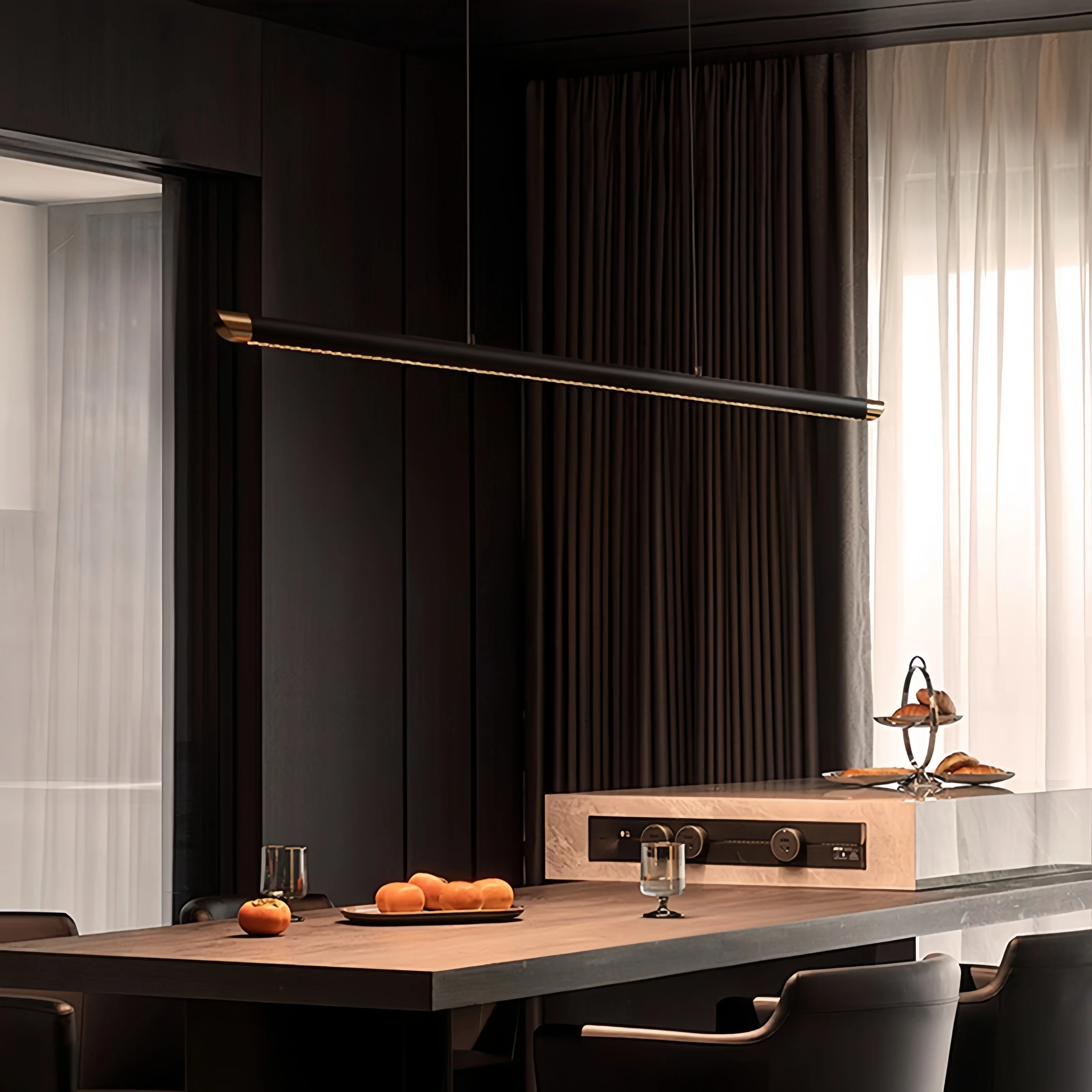 Light Luxury Modern Dining Pendant Light Minimalist Creative Bar Table High End One Word Long Strip Lamp For Restaurant