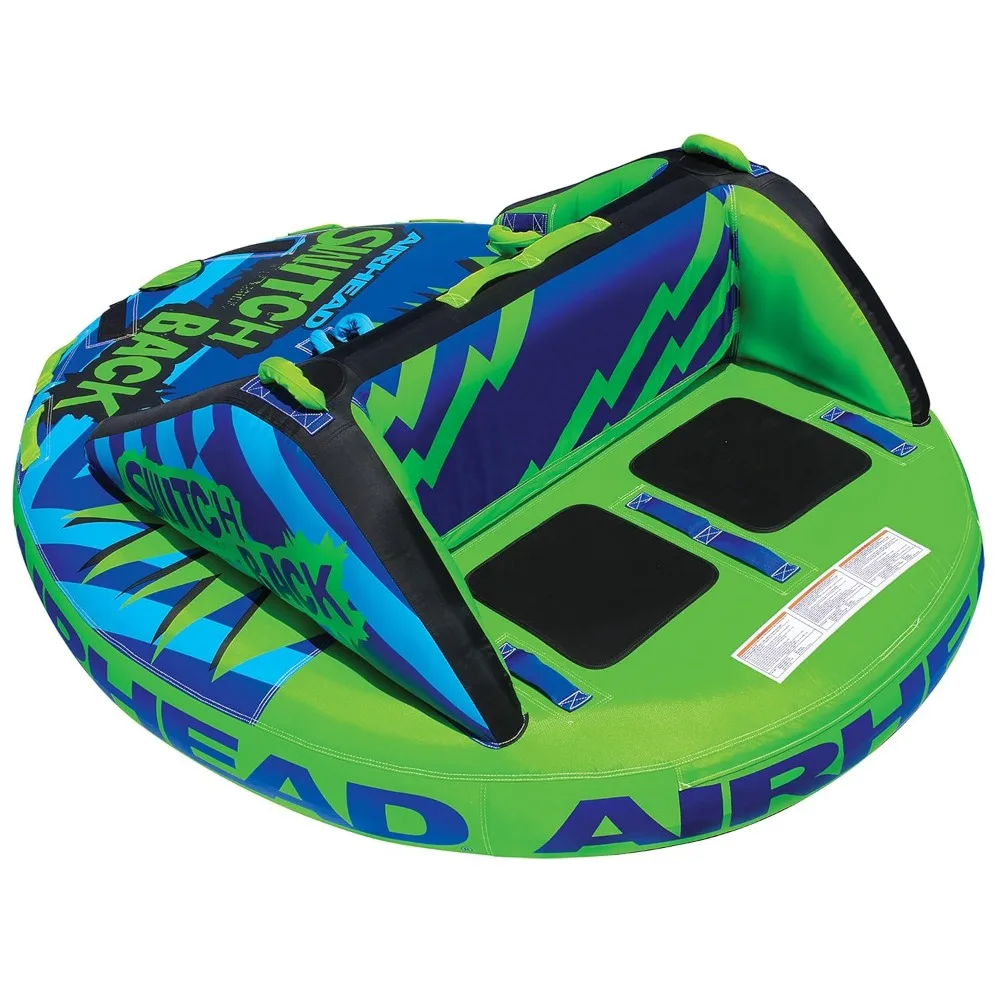 Switchback Towable 1-4 Rider Tube for Boating and Water Sports, Double-Stitched Full Nylon Cover and Patented Speed Safety Valve