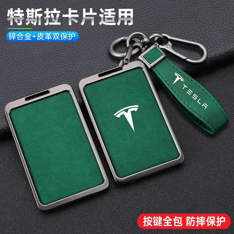 

Zinc Alloy Leather Car Smart NFC Card Key Cover Case Protector Shell Auto Accessories For Tesla Model 3 Model S Model X Model Y