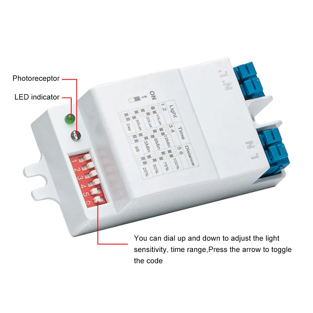 AC220-240V 5.8GHz Microwave Radar Sensor Switch Multi-Adjustment Body Motion Detector High Sensitivity LED Light Sensor Switch