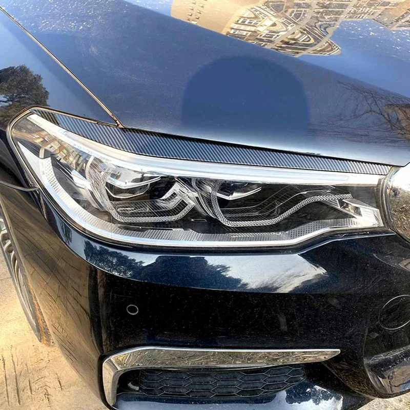 

2PCs headlight eyelids eyebrows eye lid cover trim sticker For BMW 5 Series G30 G31 G38 F90 M5 525i 530i 540i 2017- 2021