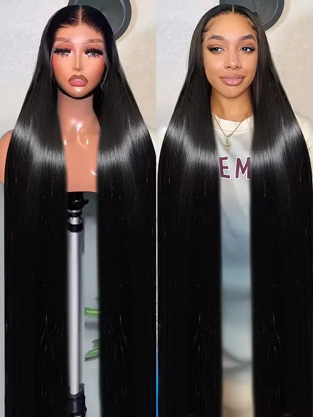 

40 46 Inch 250 Density Frontal Wig For Black Women Brazilian Wigs Human Hair 5x5 Bone Straight HD Transparent Lace Front Wigs