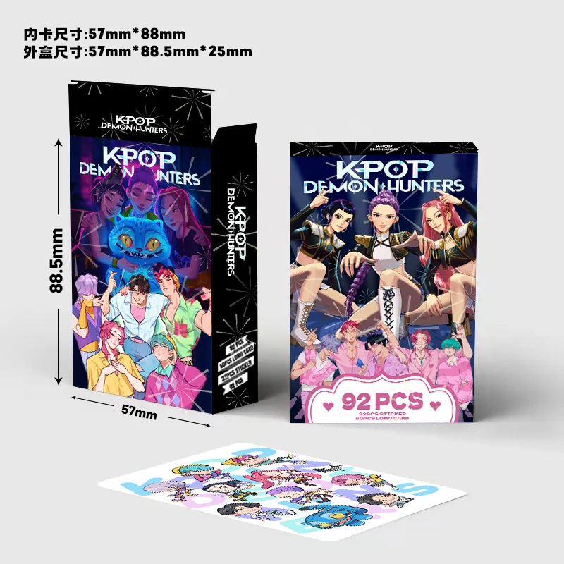 92 Pcs K-POP Anime LOMO Cards Set with Storage Box, Holographic Photocards and Cute Idol Collection, Rainbow