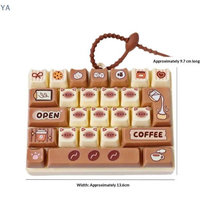 【AN】26-key Cat Pudding Decompression Color Keyboard Cartoon Clicker Backpack Pendant Mobile Phone Car Key Chain Home Decoration